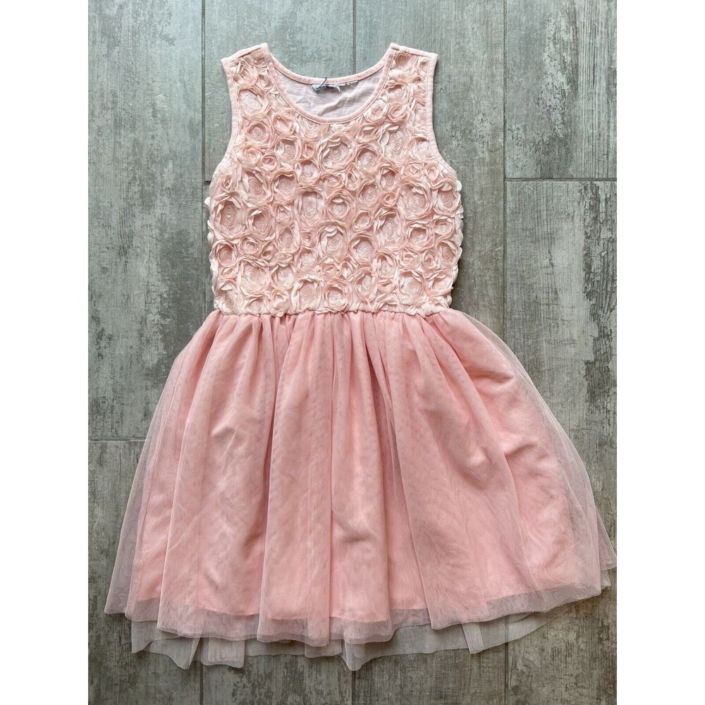 Girls 3D Mesh Tulle Rose Flower Pink Special Occasion Party Dress Birthday 10